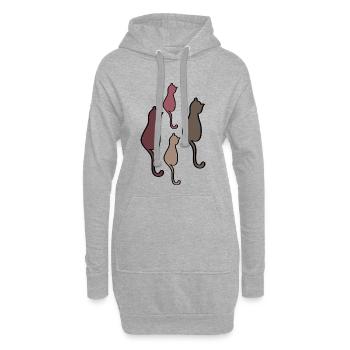 Félin - Sweat-shirt à capuche long Femme - gris chiné - Devant
