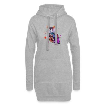 Hibou aquarelle - Sweat-shirt à capuche long Femme - gris chiné - Devant