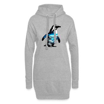Verzierter Pinguin mit arktischer Landschaft gemalt - Hoodie-Kleid - Grau meliert - Vorne
