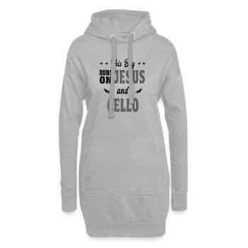 Dieser Junge lebt von Jesus und Cello - Hoodie-Kleid - Grau meliert - Vorne