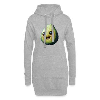 Lachende Avocado Große Augen Happy Shirt - Hoodie-Kleid - Grau meliert - Vorne