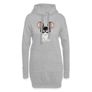 niedliche weiße Maus mit Maus Ohren Maske - Hoodie-Kleid - Grau meliert - Vorne