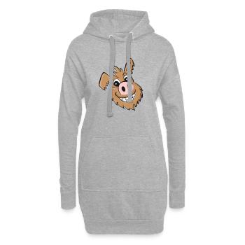 Schweinehund - freundlich - Hoodie-Kleid - Grau meliert - Vorne
