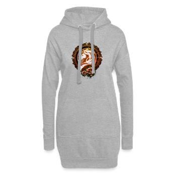 Der elegante Pferdekopf ist mit Blumen geschmückt. - Hoodie-Kleid - Grau meliert - Vorne
