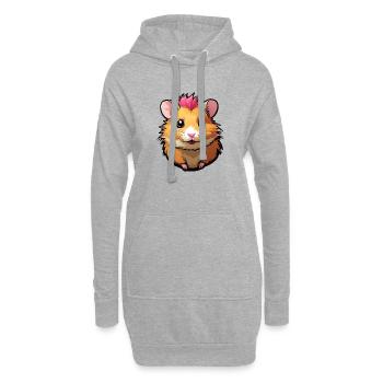 Drôle de hamster à la crinière rose - Sweat-shirt à capuche long Femme - gris chiné - Devant