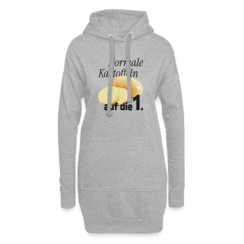 Normale Kartoffeln auf die 1. - Hoodie-Kleid - Grau meliert - Vorne