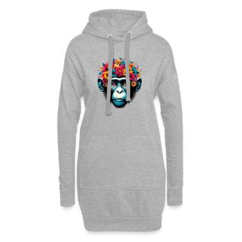 Singe - Sweat-shirt à capuche long Femme - gris chiné - Devant