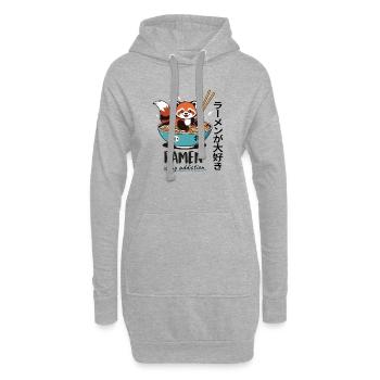 Mignon panda roux dans un bol de ramen - Sweat-shirt à capuche long Femme - gris chiné - Devant
