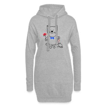 Katze und Maus - Hoodie-Kleid - Grau meliert - Vorne