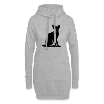 Abessiner Katze - Hoodie-Kleid - Grau meliert - Vorne