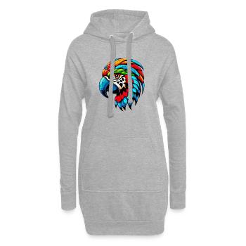 Harlekin Papagei - Hoodie-Kleid - Grau meliert - Vorne