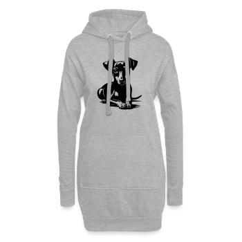 Pinscher nain - Sweat-shirt à capuche long Femme - gris chiné - Devant