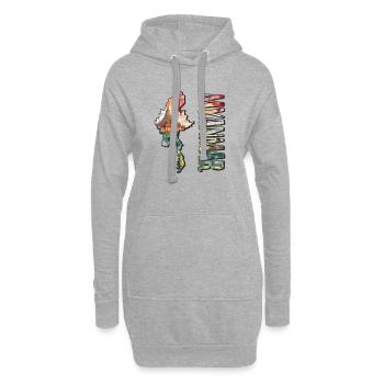 Carte à l’aquarelle Myanmar - Sweat-shirt à capuche long Femme - gris chiné - Devant
