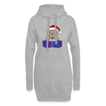 Mignon chat Père Noël - Sweat-shirt à capuche long Femme - gris chiné - Devant