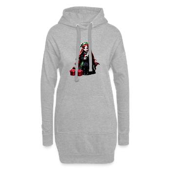Weihnachtself mit Kätzchen. - Hoodie-Kleid - Grau meliert - Vorne