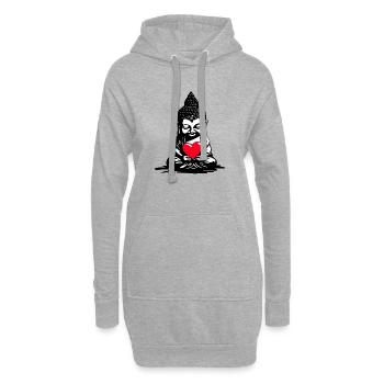 Buddha mit Herz Luftballon - Heartful Creatures - Hoodie-Kleid - Grau meliert - Vorne