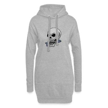 Angeln Totenkopf mit Fisch - Hoodie-Kleid - Grau meliert - Vorne