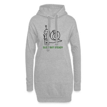 Escargot lent mais régulier - Sweat-shirt à capuche long Femme - gris chiné - Devant