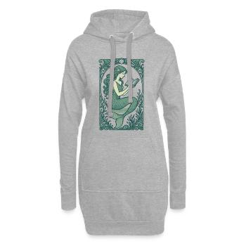 Meerjungfrau Nixe Lesen Buch Bücher Geschenk - Hoodie-Kleid - Grau meliert - Vorne