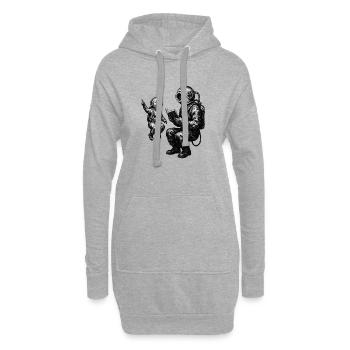 Vintage Tiefseetaucher mit Kind – Schwarzweiß - Hoodie-Kleid - Grau meliert - Vorne