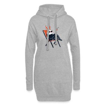 Beach Bunny – Chill Rabbit mit Sonnenbrille & Getränk - Hoodie-Kleid - Grau meliert - Vorne