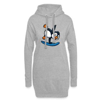 Cooler Pinguin Surfer Wassersport Sommer Cartoon - Hoodie-Kleid - Grau meliert - Vorne