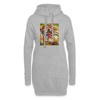 Aigle Coloré en Abstraction Vivid - Sweat-shirt à capuche long Femme - gris chiné - Devant