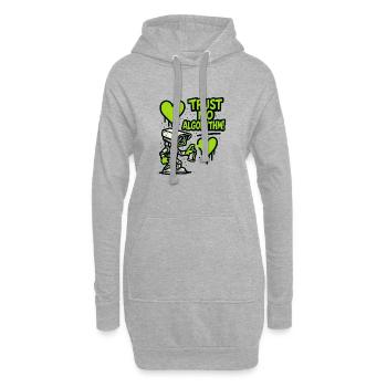 Robot mit Herz und Anti-Algorithmus Botschaft - Hoodie-Kleid - Grau meliert - Vorne