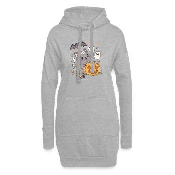 Halloween Kawaii Design Katze Kürbis Geister - Hoodie-Kleid - Grau meliert - Vorne