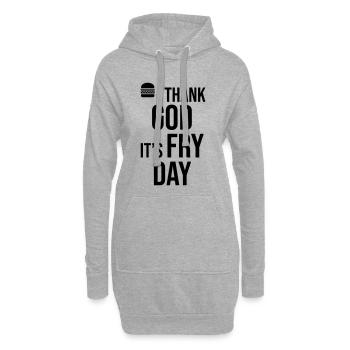 Dieu merci, c’est le jour de la frite - Sweat-shirt à capuche long Femme - gris chiné - Devant