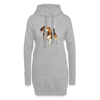 Beagle - Cooles Low Poly Logo - Hoodie-Kleid - Grau meliert - Vorne