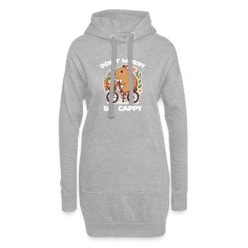 Capybara auf blumigem Fahrrad - Hoodie-Kleid - Grau meliert - Vorne