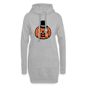 Vornehmer Kürbis Zylinder Monokel Halloween reich - Hoodie-Kleid - Grau meliert - Vorne