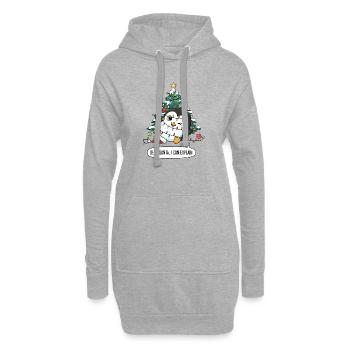 Tollpatschiger Pinguin Weihnachtsbaum Lichterkette - Hoodie-Kleid - Grau meliert - Vorne