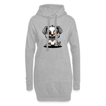 Hund Halloween Zombie Comic - Hoodie-Kleid - Grau meliert - Vorne