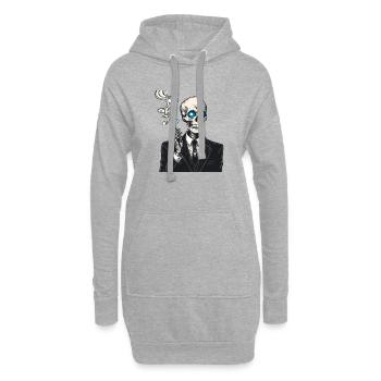 Skelett im Anzug raucht Zigarre - Hoodie-Kleid - Grau meliert - Vorne