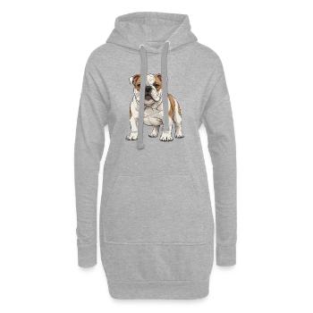 Bulldoggen-Welpe - Hoodie-Kleid - Grau meliert - Vorne