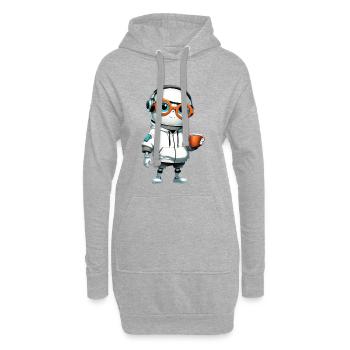 Petit robot en sweat à capuche - Sweat-shirt à capuche long Femme - gris chiné - Devant