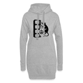 Rat avec écran - Sweat-shirt à capuche long Femme - gris chiné - Devant