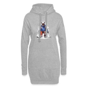Bouledogue français Chien Ski Ski - Sweat-shirt à capuche long Femme - gris chiné - Devant