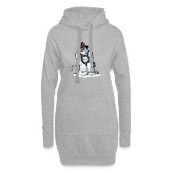 1421-Michel-en-neige - Sweat-shirt à capuche long Femme - gris chiné - Devant