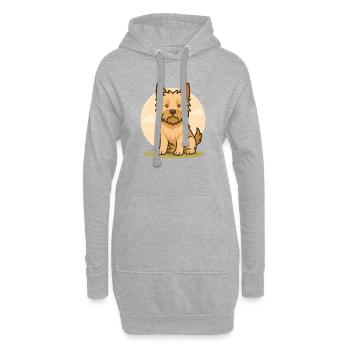 Cairn terrier chien en fond rond - Sweat-shirt à capuche long Femme - gris chiné - Devant