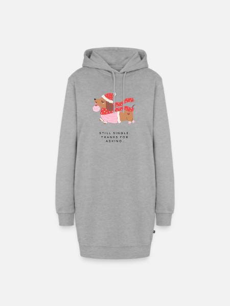 Weihnachtsdackel Ornament - Hoodie-Kleid - Grau meliert