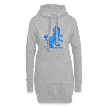 Signe du zodiaque Lion bleu - Sweat-shirt à capuche long Femme - gris chiné - Devant