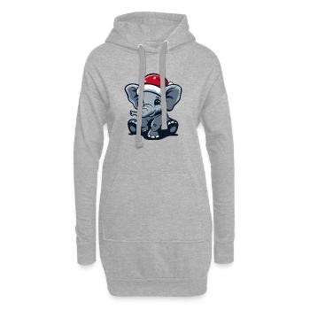 Noël des éléphants - Sweat-shirt à capuche long Femme - gris chiné - Devant