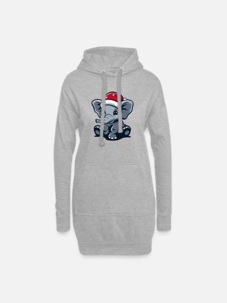 Elefant Weihnachten - Hoodie-Kleid - Grau meliert