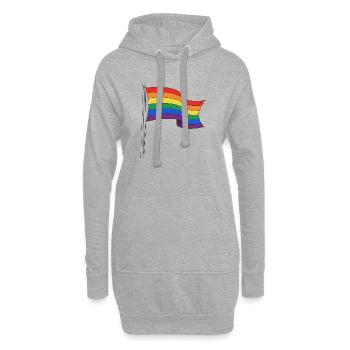 Regenbogenflagge kurvige Strecken - Hoodie-Kleid - Grau meliert - Vorne