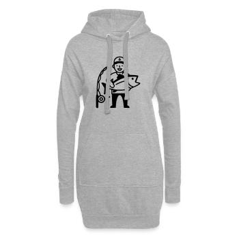 Angeln-stolzer-angler-grosser-fang-2 - Hoodie-Kleid - Grau meliert - Vorne