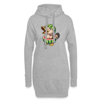 Canard drôle avec pastèque, fraîcheur estivale - Sweat-shirt à capuche long Femme - gris chiné - Devant