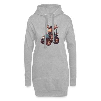 Elch Traktor Farmer - Hoodie-Kleid - Grau meliert - Vorne
